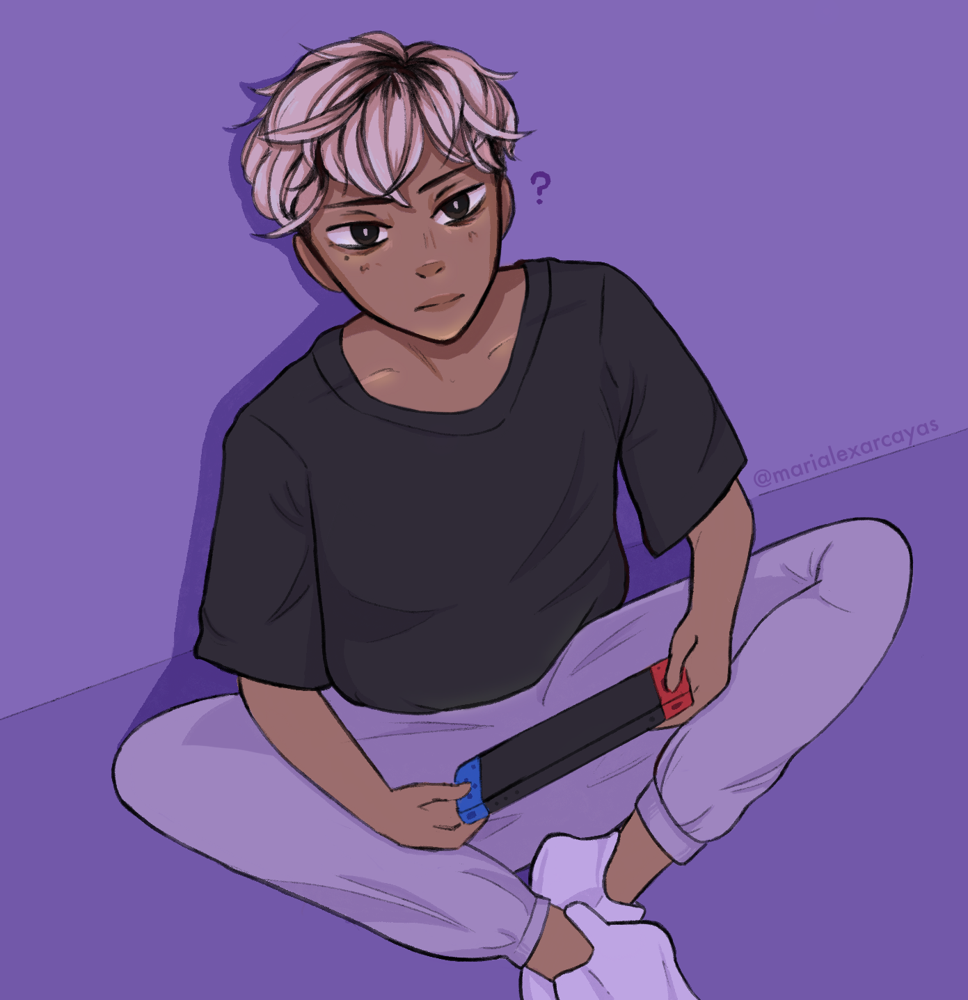 Dibujo de chico jugando con una switch