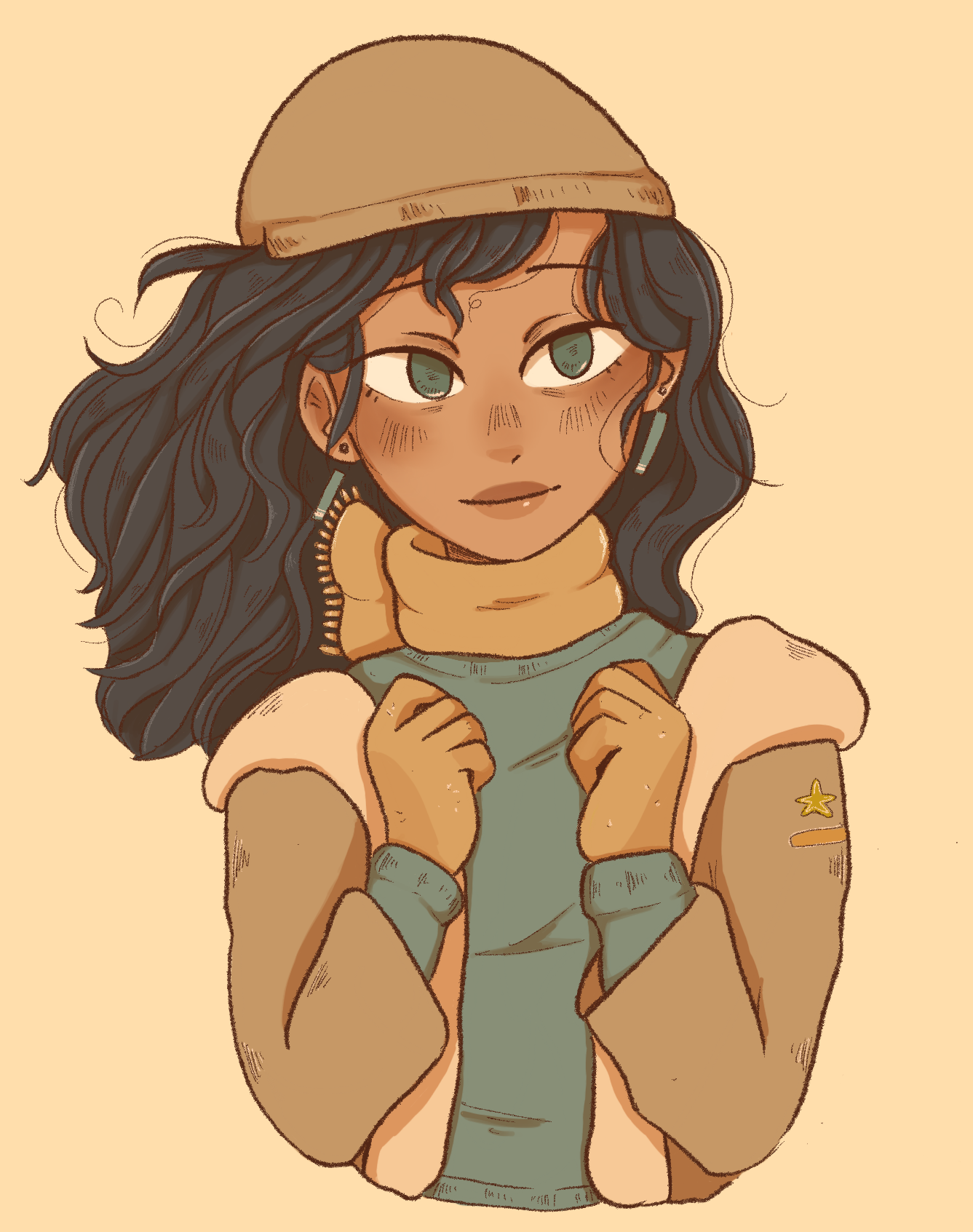 Dibujo de chica en traje de invierno