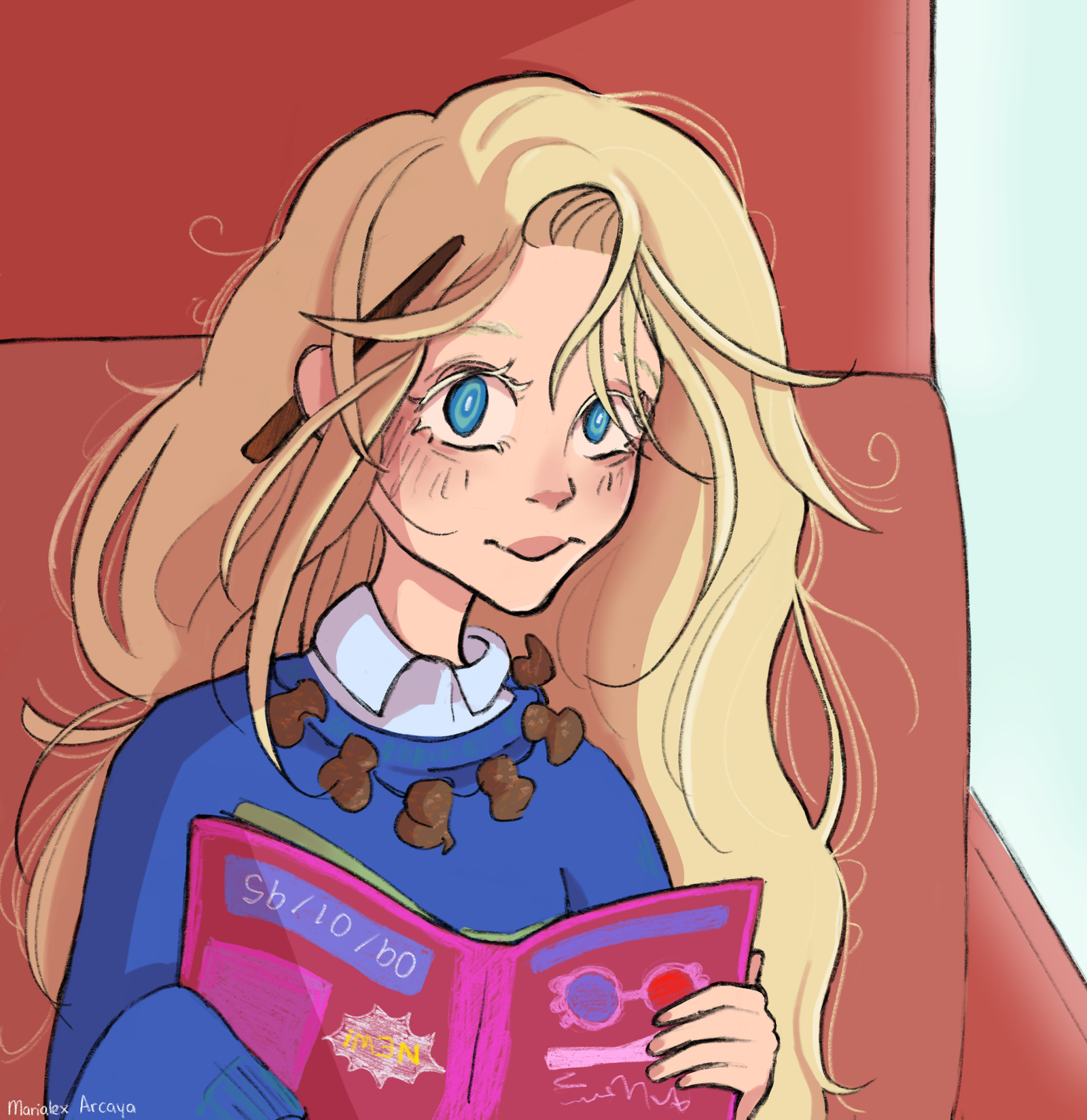 Dibujo digital de Luna Lovewood de harry Potter