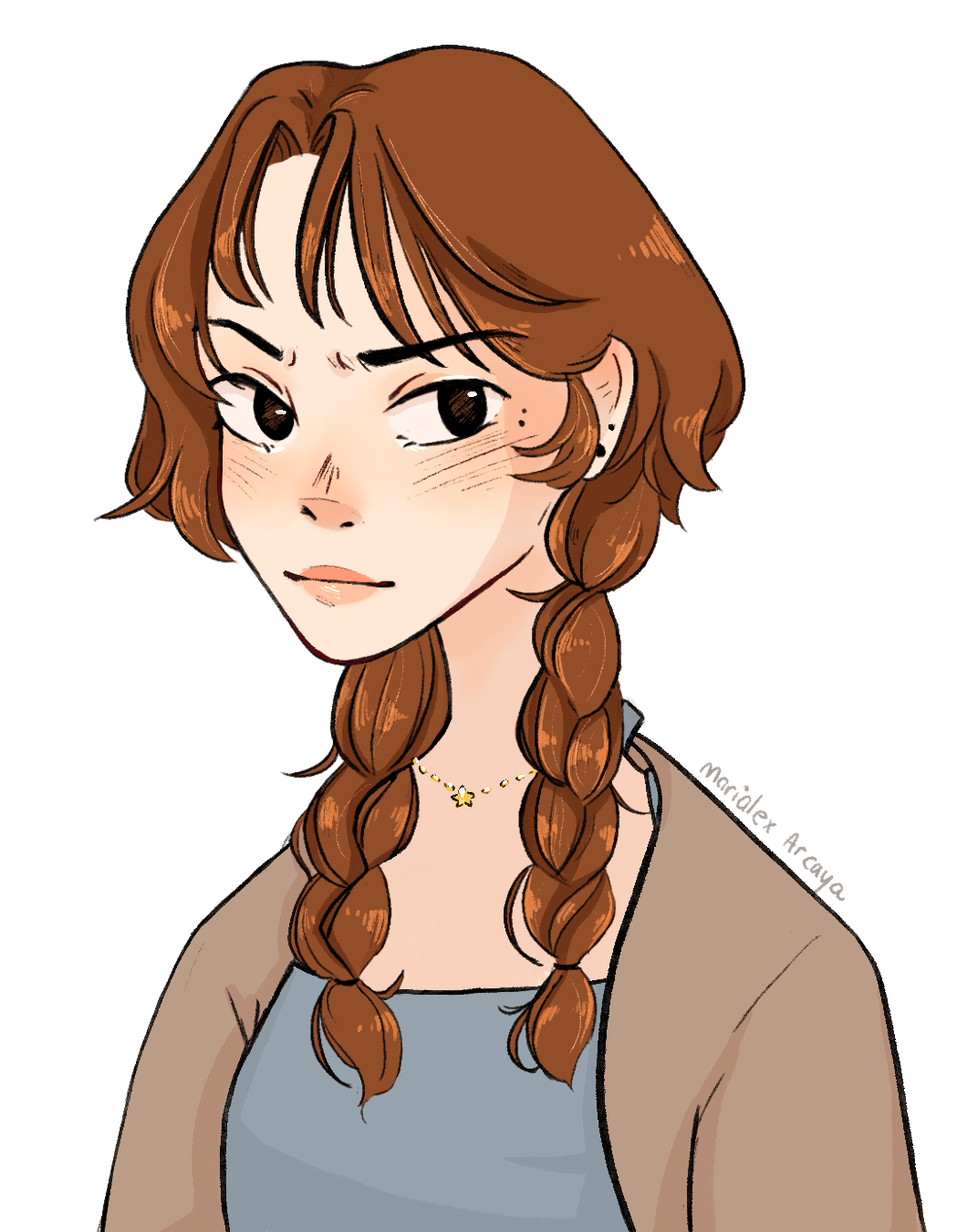 Dibujo de chica diseño de personaje con cabelo marron