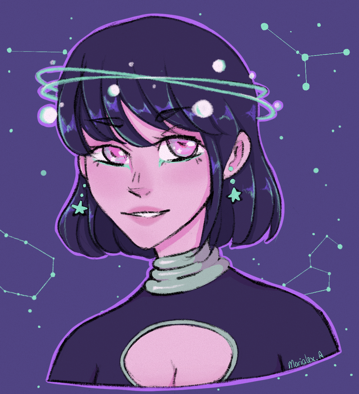 Dibujo de chica constelación